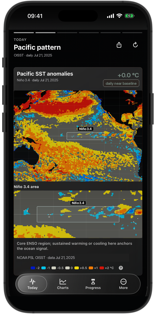 Animated El Niño Pacific sea-temperature anomaly map